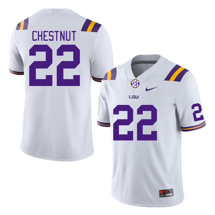 Men #22 Duce Chestnut LSU Tigers College Football Jerseys Stitched-White - Click Image to Close